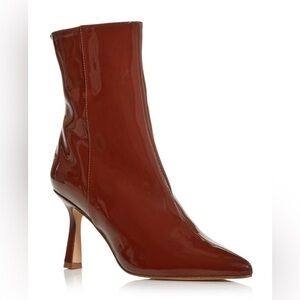 Aqua Hanna Brown Pointed Toe Stiletto Zip Up Dress Booties - NWT